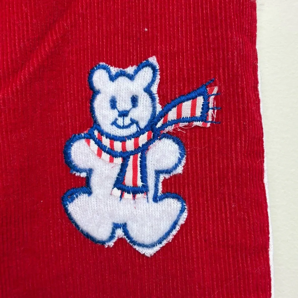 Vintage Sears Red Corduroy Overalls Polar Bear Infant Large 18-24 Months Holiday